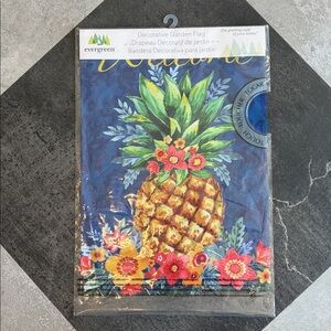 NWT - Evergreen Garden Flag - “Welcome” Boho Pineapple